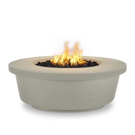 The Outdoor Plus 48 Round Tempe Fire Pit - GFRC Concrete - Ash - Spark Ignition with Flame Sense - Natural Gas OPT-TEM48FSEN-ASH-NG